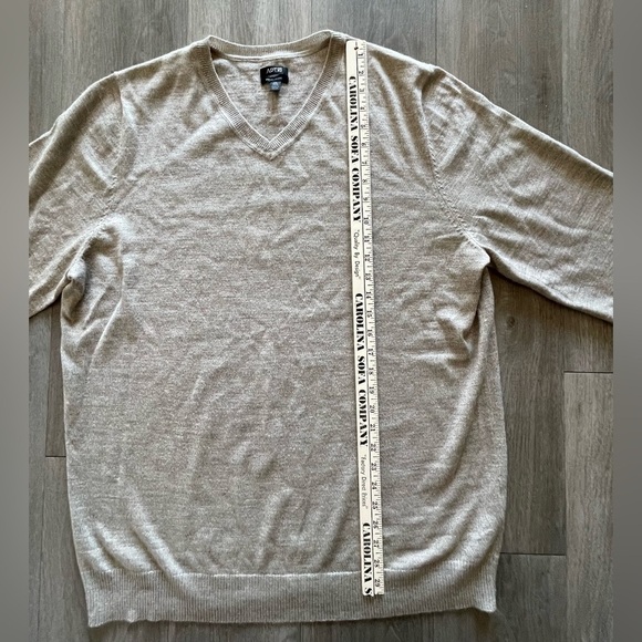Apt 9 Merino Wool Blend Oatmeal Gray Long Sleeve V Neck Sweater Men’s XXL Tall - Picture 8 of 10